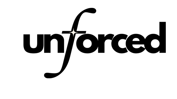 Black 'unforced' logo on a white background